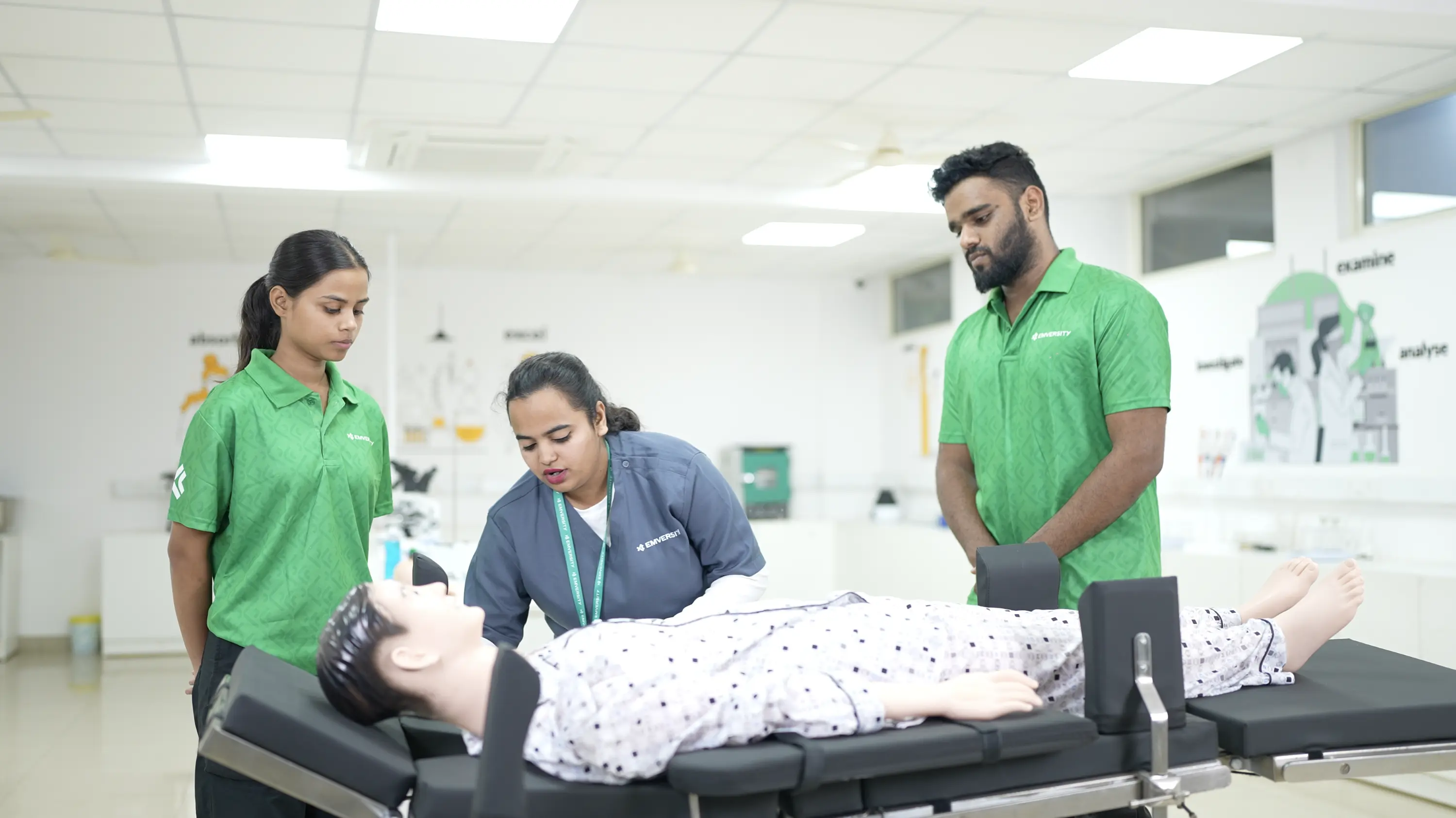 Students training in the Emversity CFS simulation lab at Dr. D.Y. Patil College of Nursing