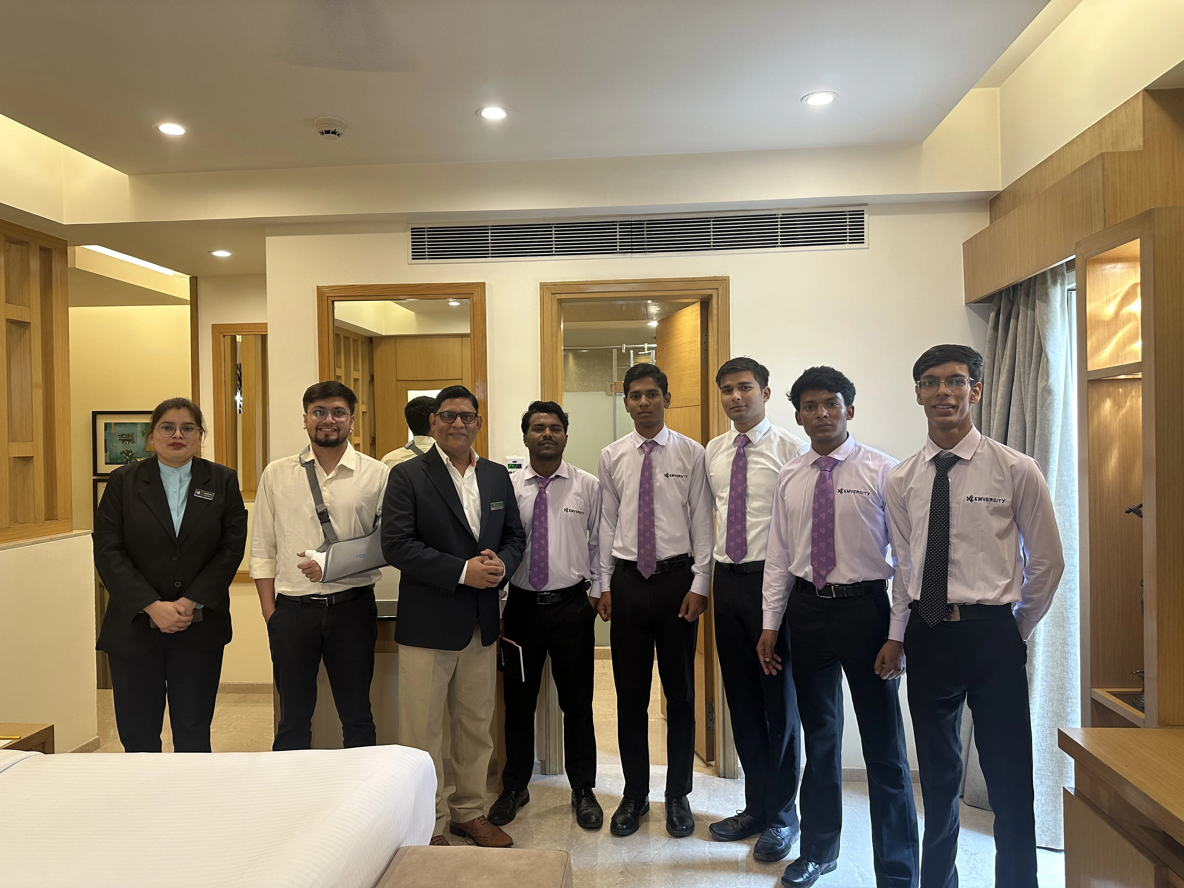 Students at Prism hotel lobby — India internship